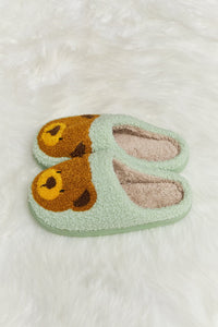 Teddy Bear Print Plush Slide Slippers (multiple color options)