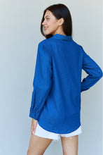 Load image into Gallery viewer, My Blue Jean Baby Denim Button Down Shirt Top in Dark Blue
