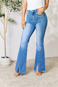 Full of Secrets Slit Flare Jeans by Bayeas