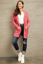 Load image into Gallery viewer, Falling For You Open Front Popcorn Cardigan In Strawberry
