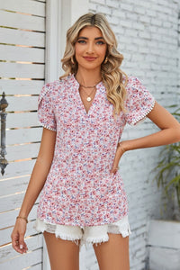 Harboring Feelings Floral Notched Neck Blouse (multiple color options)