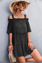 Load image into Gallery viewer, Spa Waters Cold-Shoulder Frill Trim Tiered Dress (3 color options)
