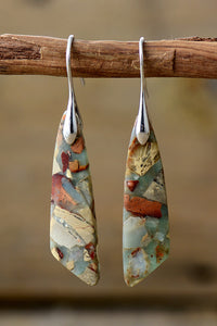 Handcrafted Natural Stone Dangle Earrings (gold or silver)