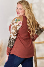 Load image into Gallery viewer, Consistently Cute Leopard Waffle-Knit Top in Rust
