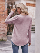 Load image into Gallery viewer, Autumn Amour Pleated Detail Curved Hem Long Sleeve Top (multiple color options)
