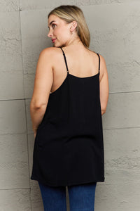 Hang Loose Tulip Hem Cami Top in Black