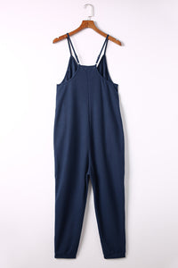 Always Down To Chill Spaghetti Strap Deep V Jumpsuit with Pockets (multiple color options)