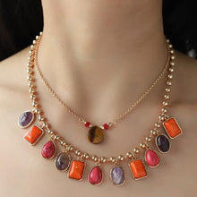 Load image into Gallery viewer, Jewel Harmony Geometric Alloy Double-Layered Necklace (2 color options)
