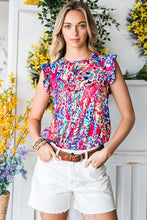 Load image into Gallery viewer, Tangled Up In You Abstract Print Ruffle Shoulder Top (2 color options)
