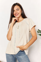 Load image into Gallery viewer, The Little Details Crochet Buttoned Short Sleeves Top
