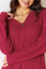 Load image into Gallery viewer, Face The Day Notched Long Sleeve Top and Pants Set (2 color options)
