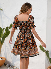 Load image into Gallery viewer, Printed Square Neck Short Sleeve Dress (multiple color options)
