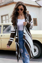 Load image into Gallery viewer, Cozy Haven Woven Right Striped Open Front Hooded Cardigan (2 color options)
