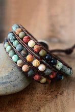 Load image into Gallery viewer, Handcrafted Triple Layer Beaded Agate Bracelet
