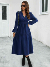 Load image into Gallery viewer, Feeling Right Surplice Neck Long Sleeve Midi Dress (2 color options)
