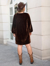Load image into Gallery viewer, Velvet Mirage V-Neck Balloon Sleeves Dress
