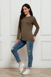 Basic Everyday Round Neck Long Sleeve Top  (multiple color options)