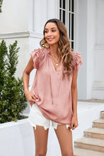 Load image into Gallery viewer, All I Want Tie Neck Ruffle Trim Blouse
