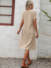 Load image into Gallery viewer, Elevate Comfort Round Neck Short Sleeve Dress with Pockets (multiple color options)
