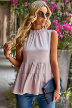Load image into Gallery viewer, Napa Valley Dotted Frill Trim Sleeveless Tiered Top
