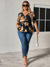 Load image into Gallery viewer, Blossom Bliss Floral Print Cold Shoulder Surplice Neck Blouse
