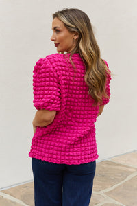 Playful Pursuits Bubble textured Puff Sleeve Top