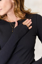 Load image into Gallery viewer, Always Loyal Ribbed Round Neck Long Sleeve Top in Black
