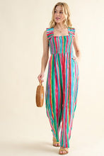Load image into Gallery viewer, Jump For Joy Striped Smocked Sleeveless Jumpsuit
