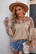 Load image into Gallery viewer, Angel Walk Embroidered Tie-Neck Puff Sleeve Blouse (multiple color options)
