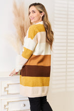 Load image into Gallery viewer, Pumpkin Swirl Color Block Dropped Shoulder Cardigan

