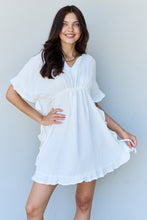 Load image into Gallery viewer, Out Of Time Ruffle Hem Dress with Drawstring Waistband in White
