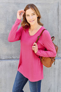 Everyday Happiness V-Neck Long Sleeve Top (multiple color options)