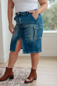 Always Be There Cargo Denim Skirt by Risen