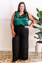 Load image into Gallery viewer, Creating Romance Satin Ruffled V Neck Blouse In Rich Emerald Green
