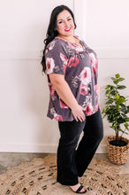 Load image into Gallery viewer, Bloom with Good Vibes Front Seam Detail Top In Plum Florals
