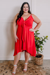 All You Need Is Love Tie Front Dress In Valentine Red