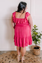 Load image into Gallery viewer, Cupid Knows Best Tiered Smocked Dress With Belt In Bright Spanish Pink
