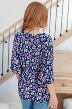 Load image into Gallery viewer, Dearest Dreamer Peplum Top in Navy Floral
