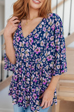 Load image into Gallery viewer, Dearest Dreamer Peplum Top in Navy Floral
