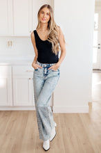 Load image into Gallery viewer, Dory High Waist Mineral Wash Raw Hem Wide Leg Jeans by Judy Blue
