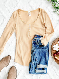 Lovely In Yellow Long Sleeve Henley Top