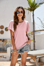 Load image into Gallery viewer, All Eyes Agaze Eyelet Flutter Sleeve Short Sleeve Top (multiple color options)

