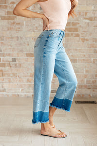 Olivia High Rise Wide Leg Crop Jeans in Medium Wash by Judy Blue