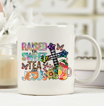 Load image into Gallery viewer, Raised on Sweet Tea and Jesus Beverage Mug
