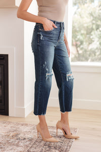 Whitney High Rise Distressed Wide Leg Crop Jeans by Judy Blue