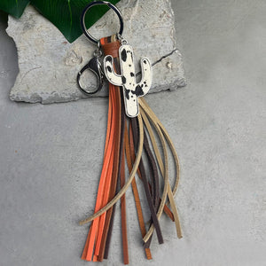 Western Cactus Keychain with Tassel (multiple options)