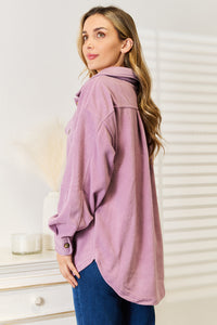 Cozy Girl Button Down Shacket in Lavender