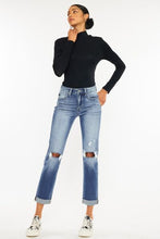 Load image into Gallery viewer, Eleanor High Waist Distressed Hem Detail Cropped Straight Jeans by Kancan

