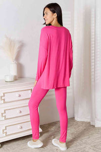 Lounge Life 2pc. V-Neck Long Sleeve Top and Pants Lounge Set (multiple color options)