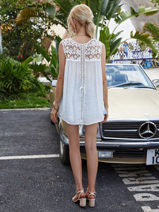 Summer Sweetness Spliced Lace Round Neck Tank  (2 color options)